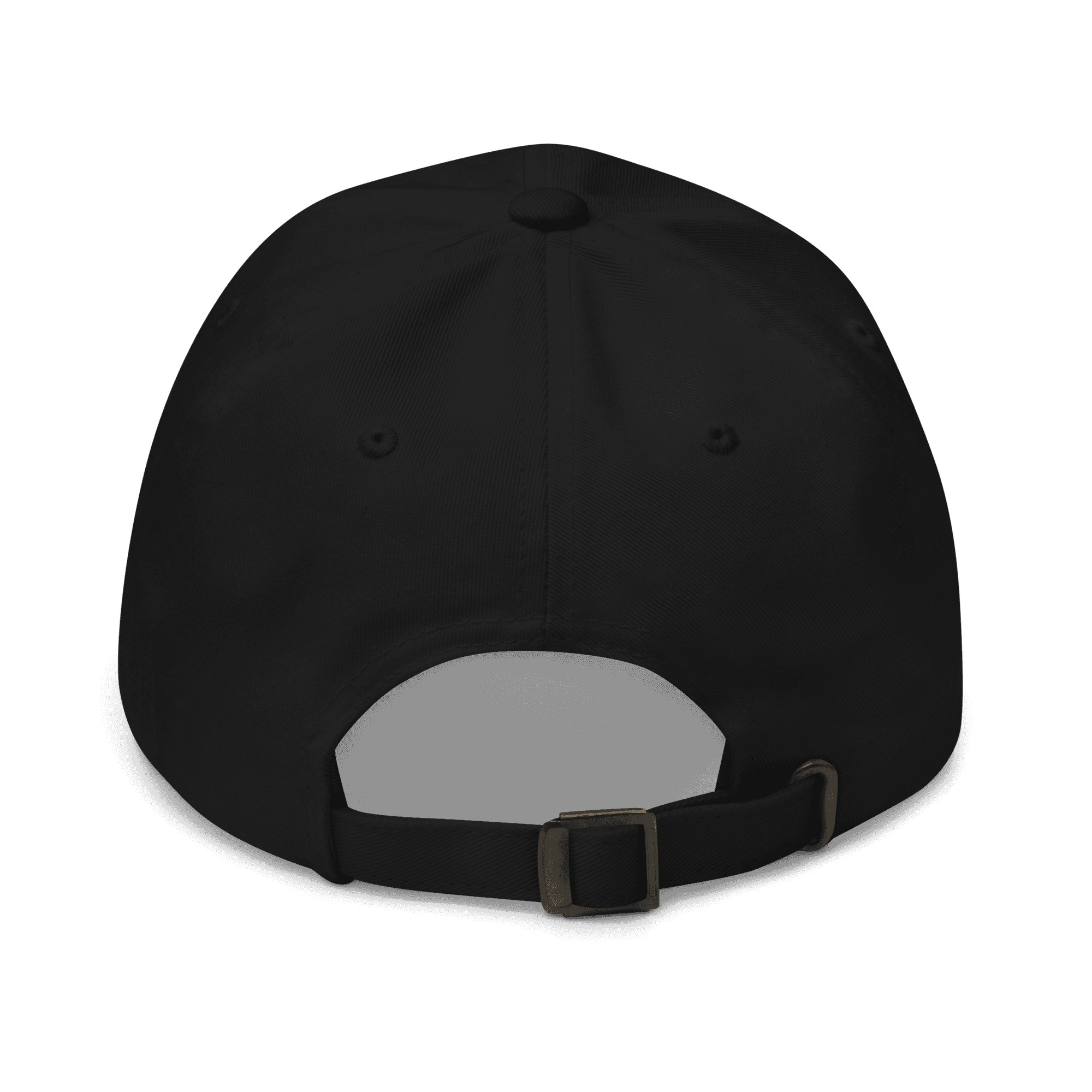 Dad Cap in black, full Trade Echo logo, back view