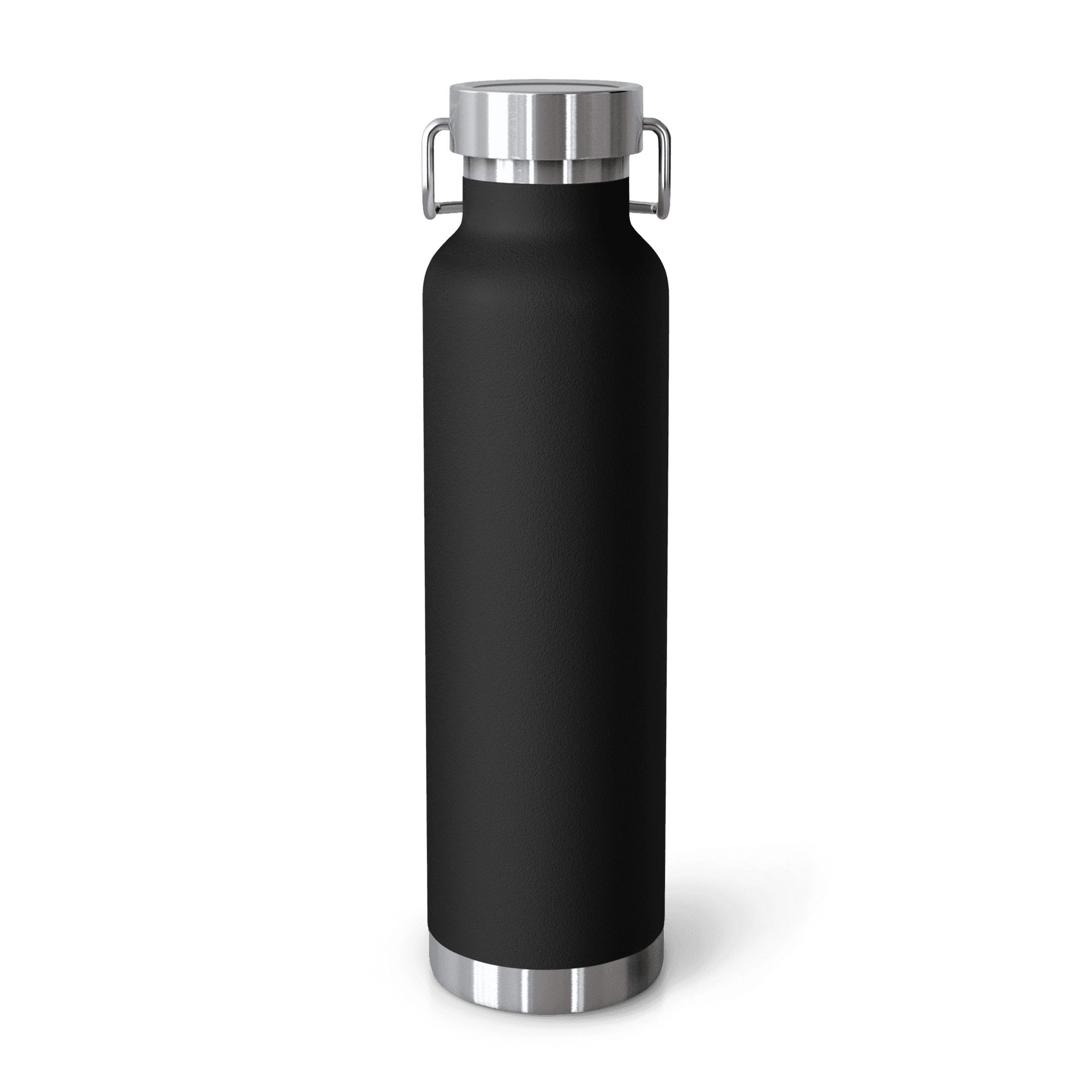 Insulated Water Bottle in black, full Trade Echo logo, back view