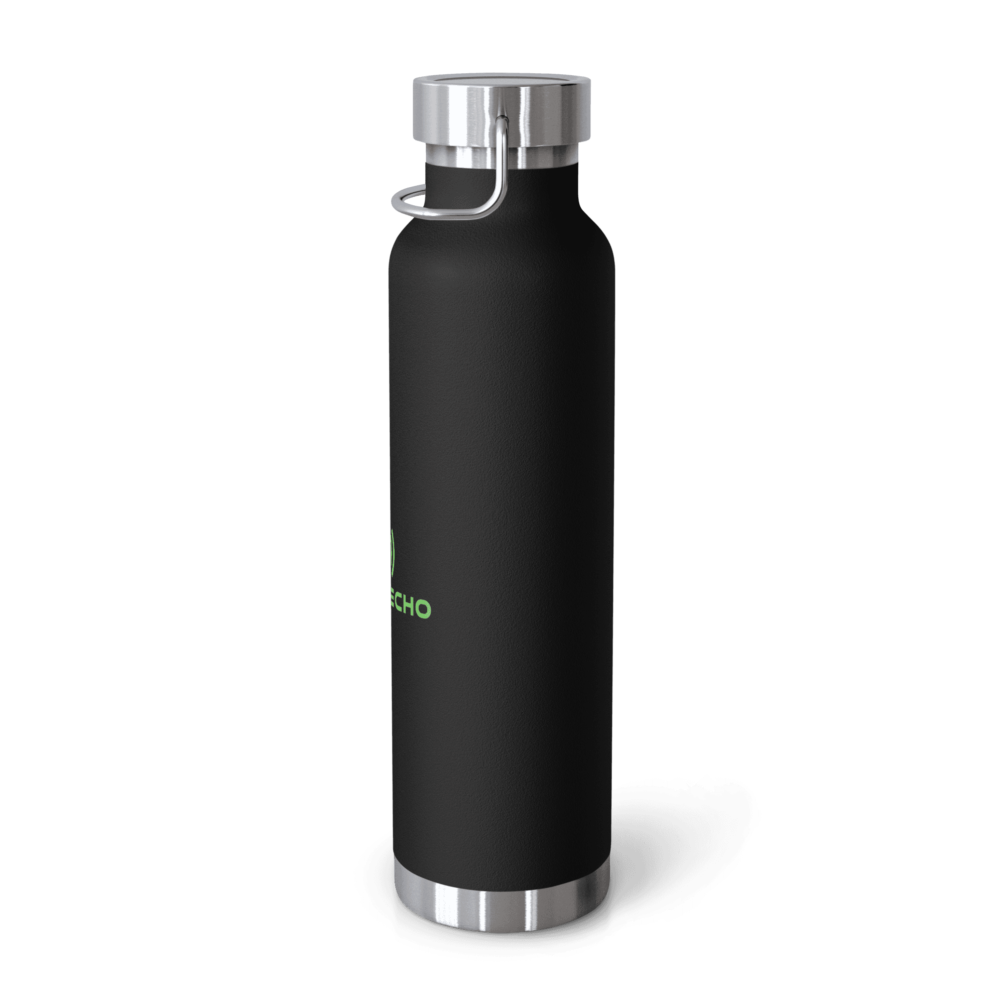 Insulated Water Bottle in black, full Trade Echo logo, right view