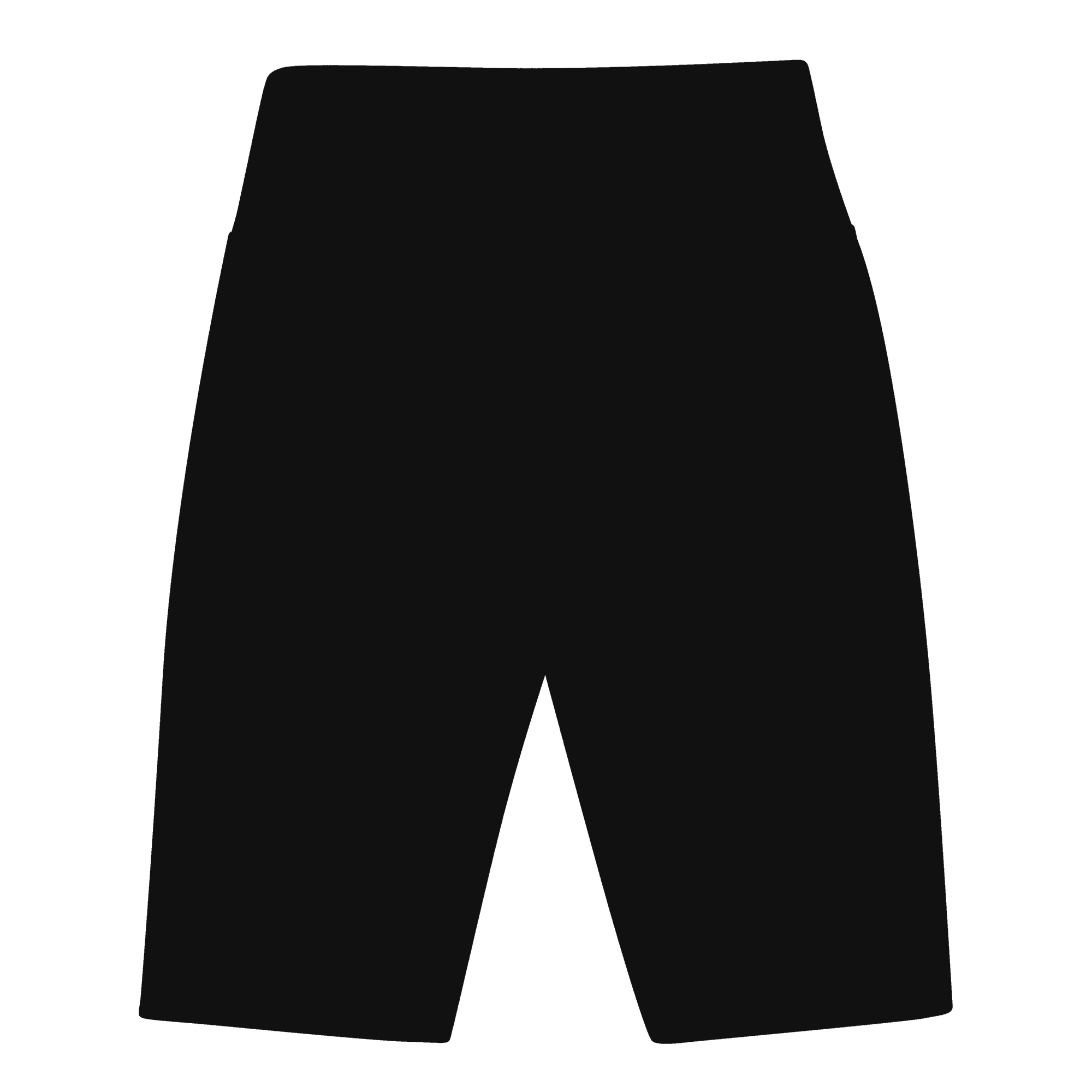Flat back of black biker shorts, showing the high waistband and plain unbranded rear.
