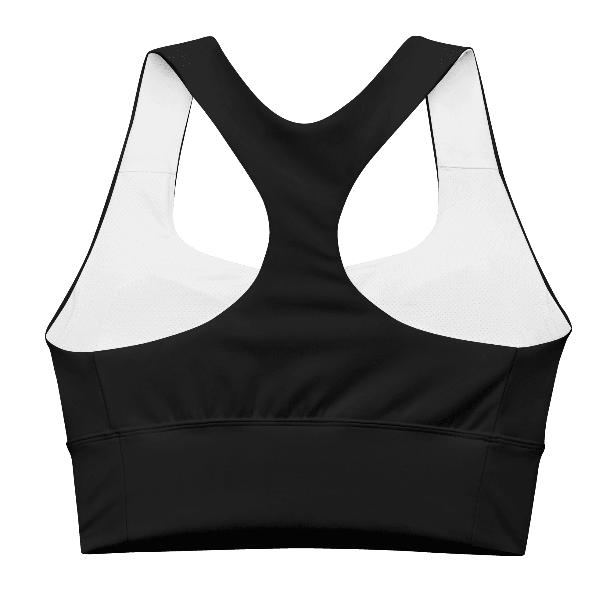 Move Longline Bra in black, flat back view