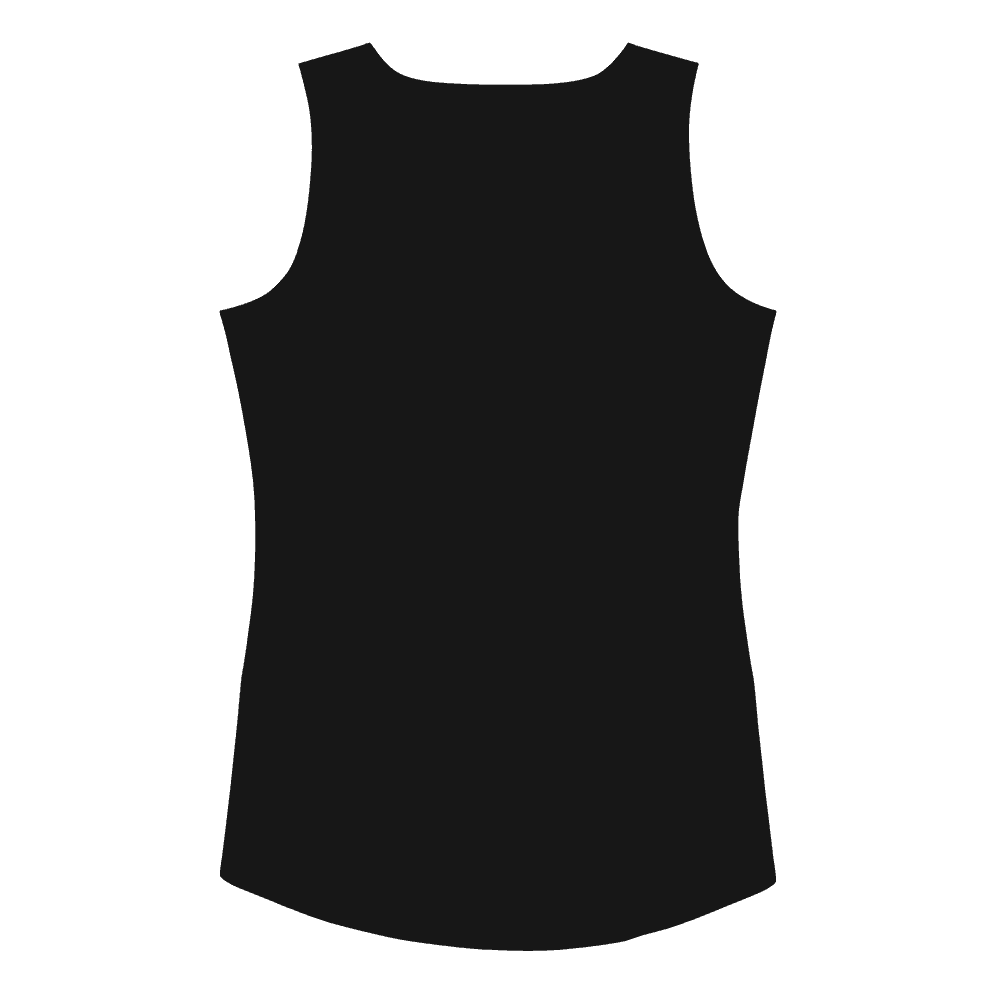 Women’s Performance Tank in black, full Trade Echo logo, back view