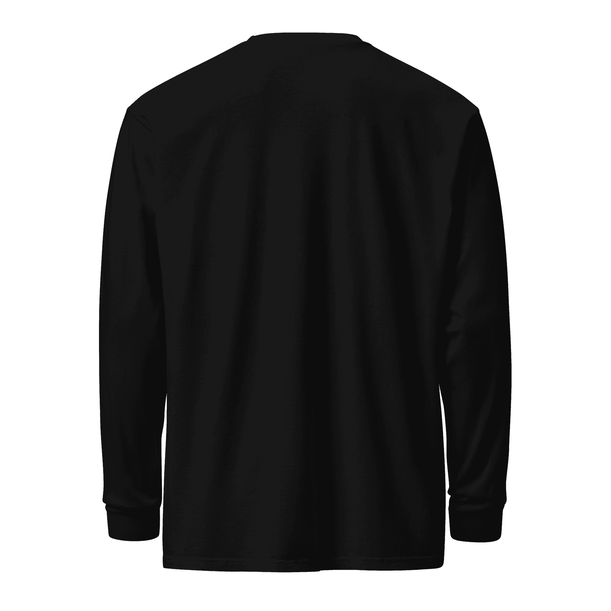 Plain back view of the black Premium Long Sleeve Tee