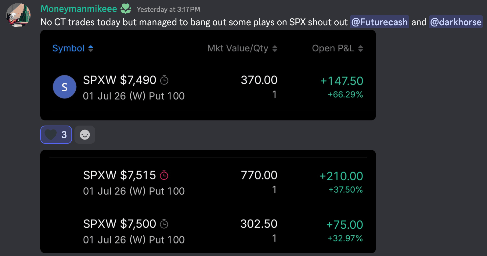 Moneymanmikeee realized profit screenshot