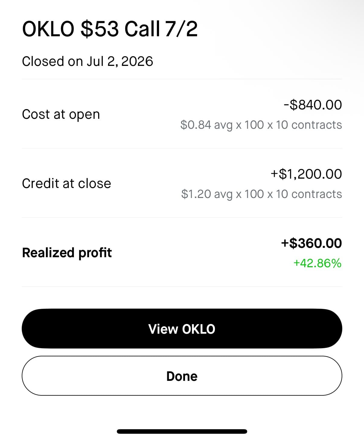 G realized profit screenshot