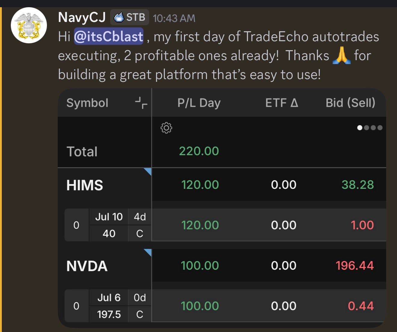 NavyCJ realized profit screenshot