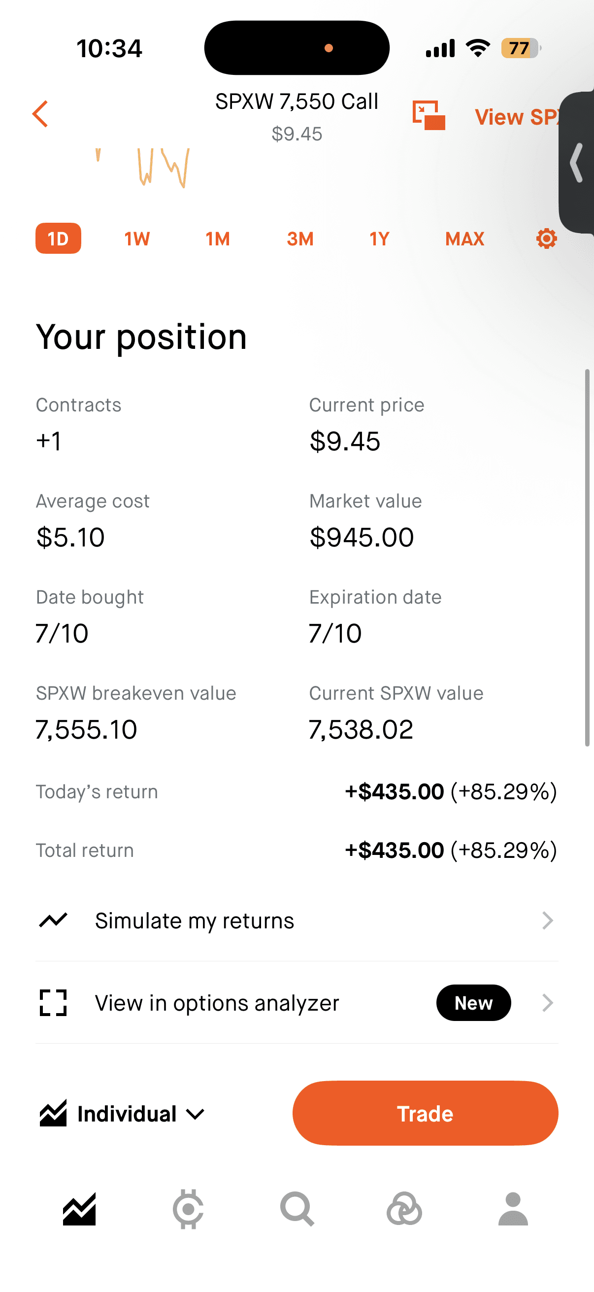 Ruby realized profit screenshot