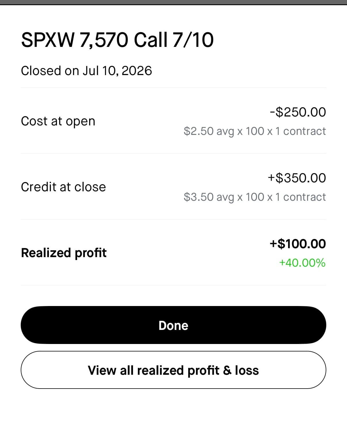 Raj realized profit screenshot