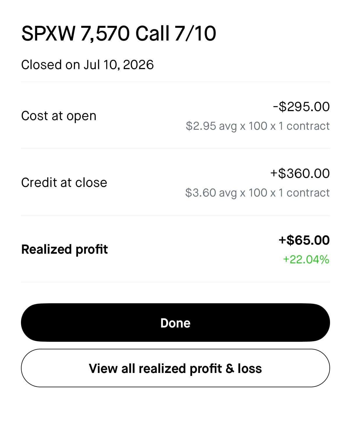Raj realized profit screenshot