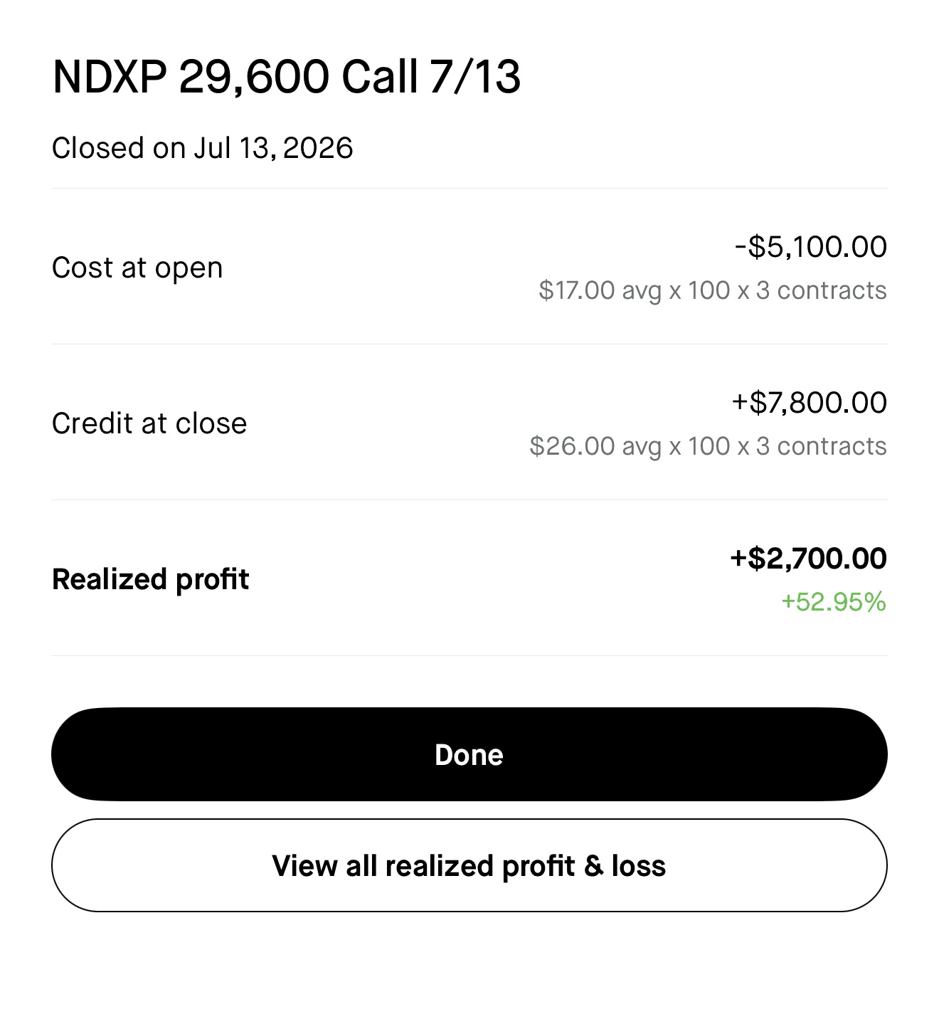 BlueMoon realized profit screenshot