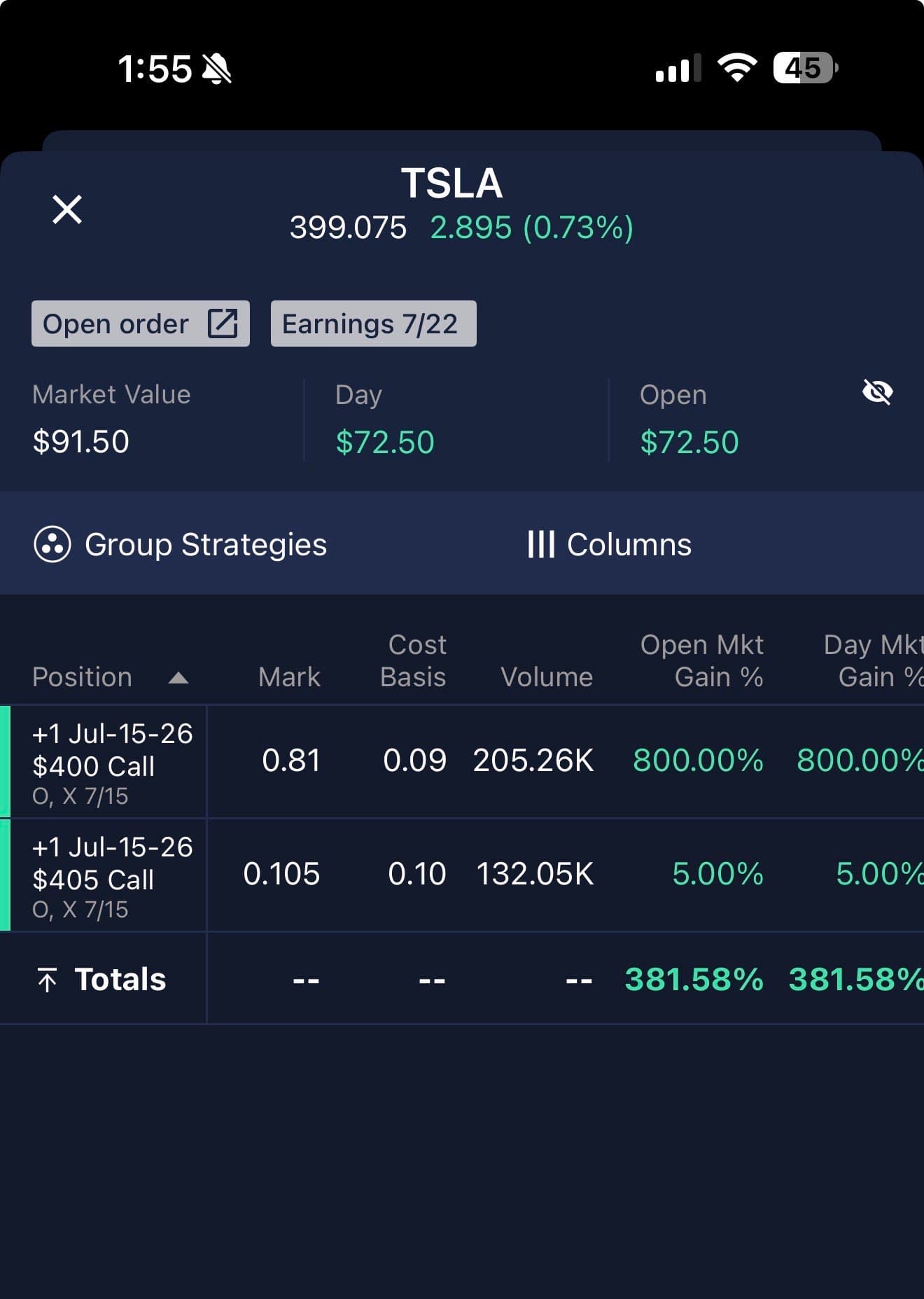 jai realized profit screenshot