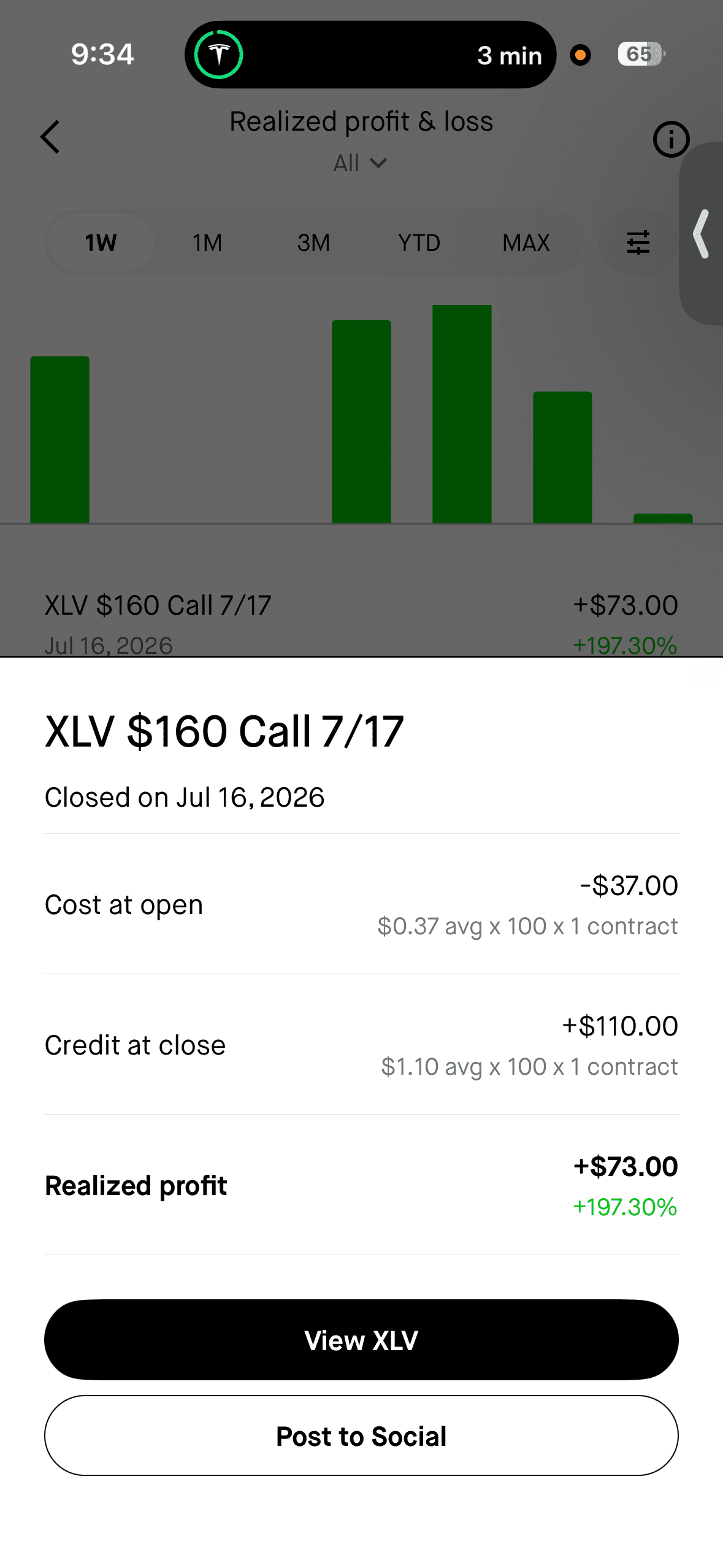cooltesla realized profit screenshot