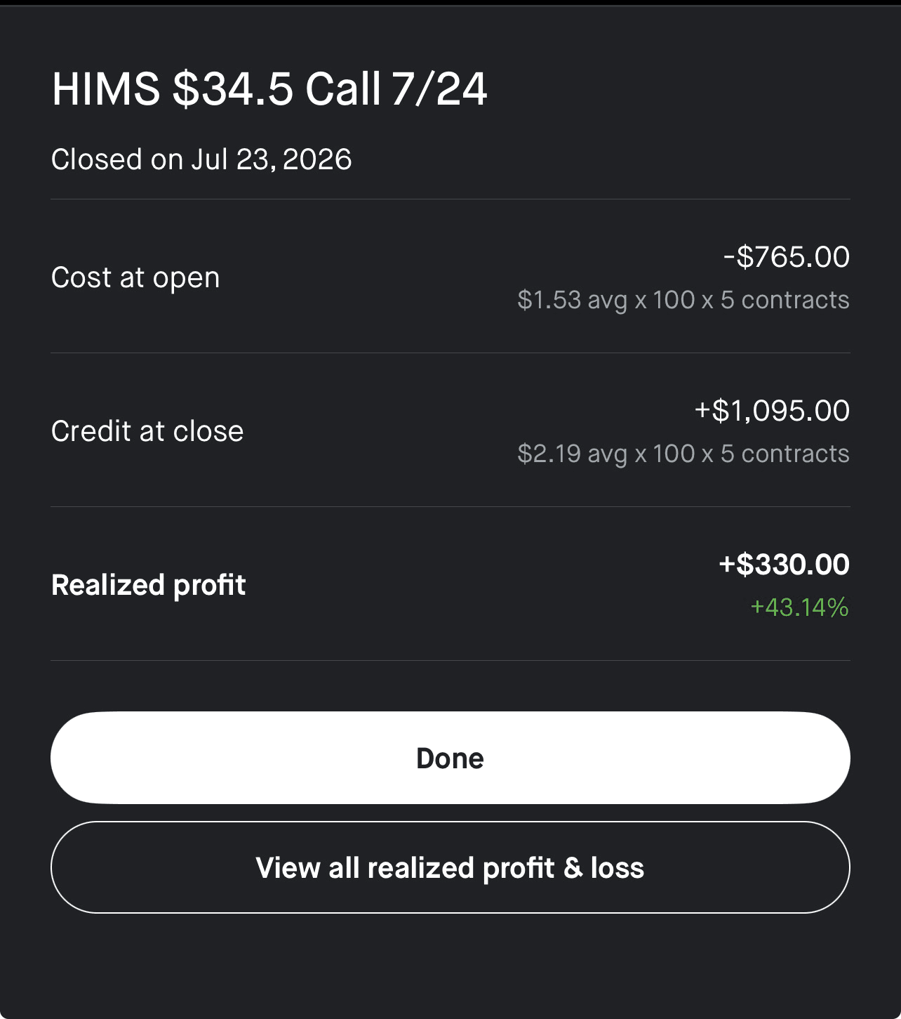 Krish20 realized profit screenshot