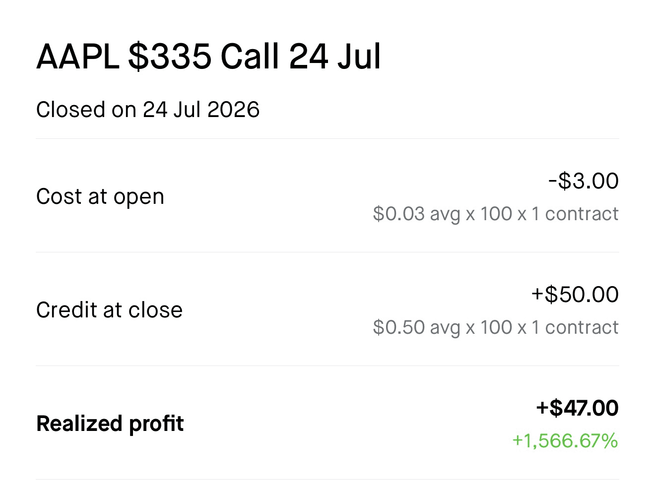 Raj realized profit screenshot