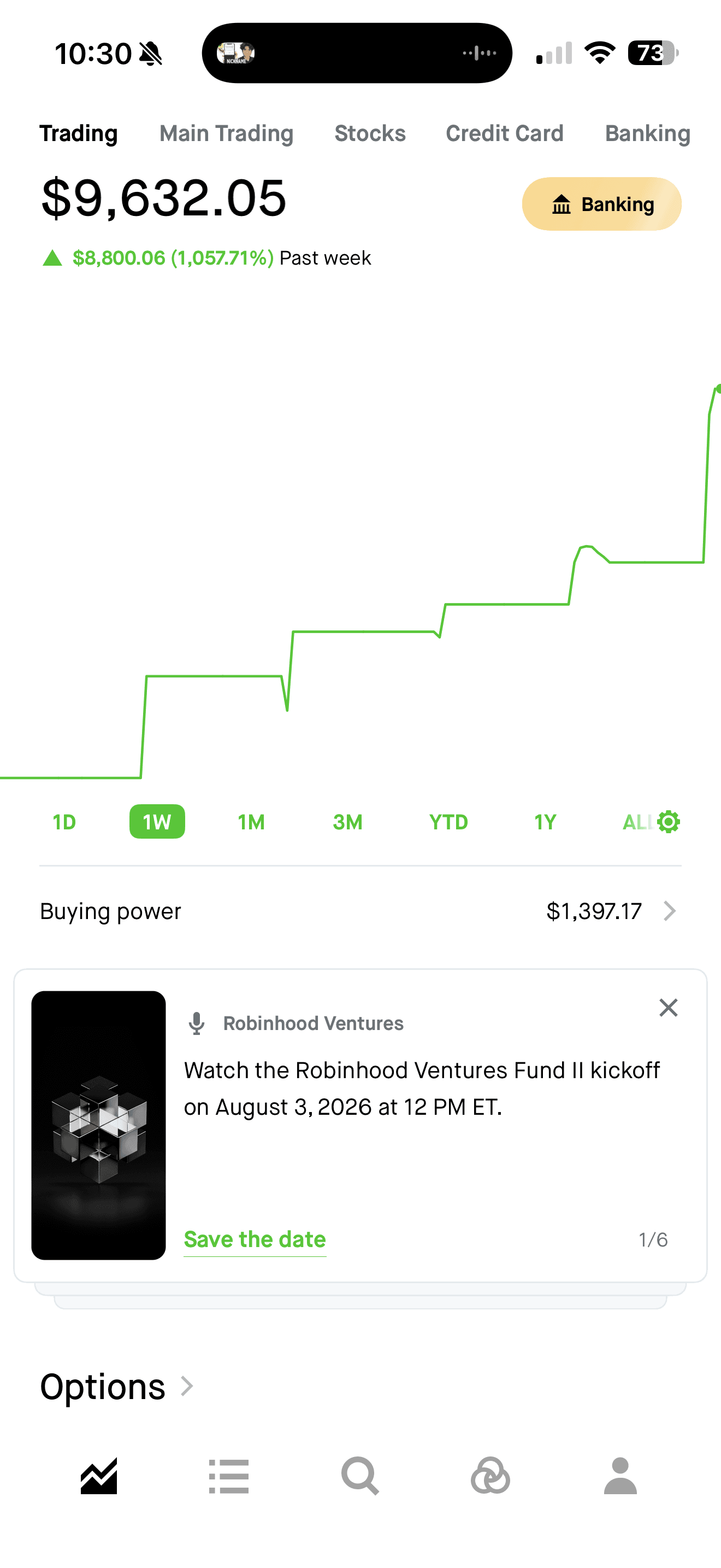 Bluemoon realized profit screenshot