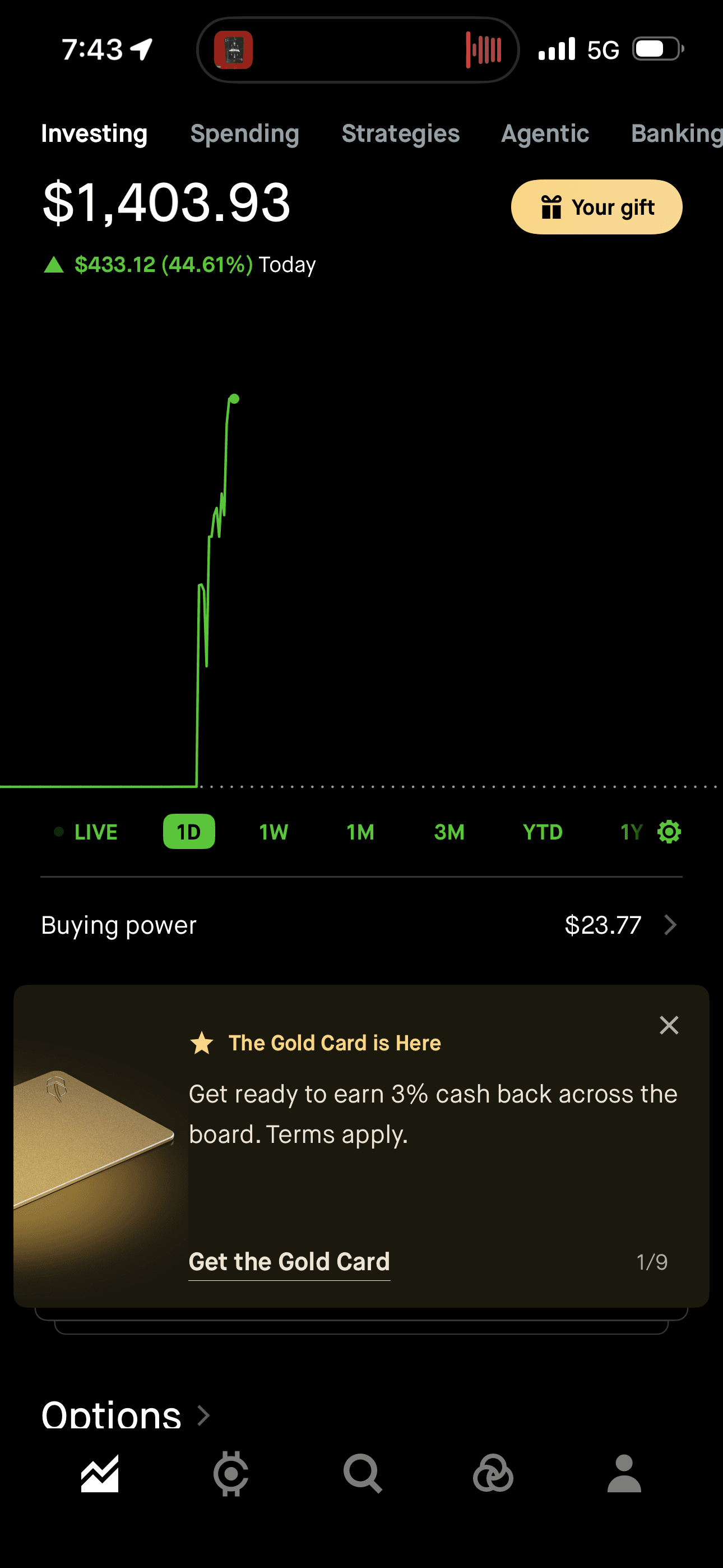 DPars realized profit screenshot