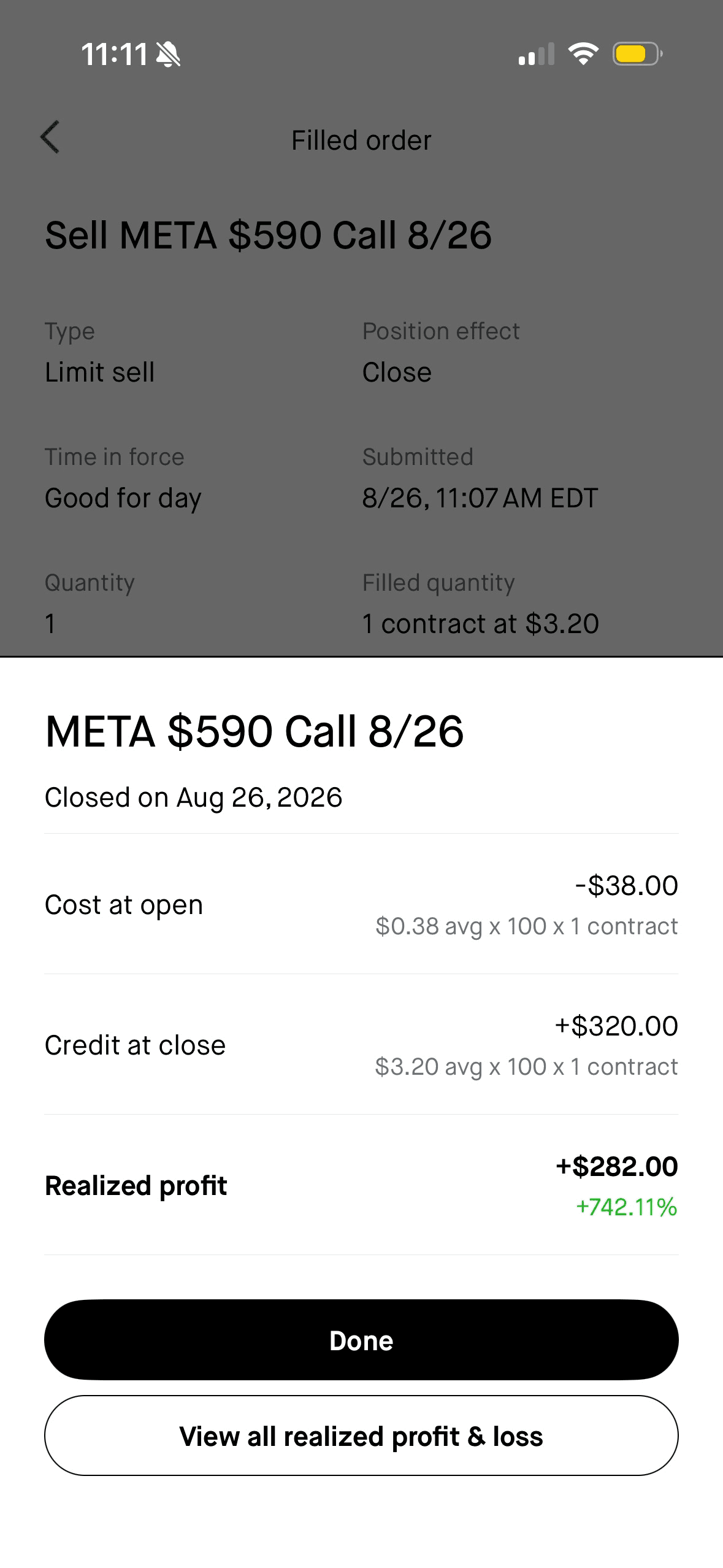 Hunter_5 realized profit screenshot