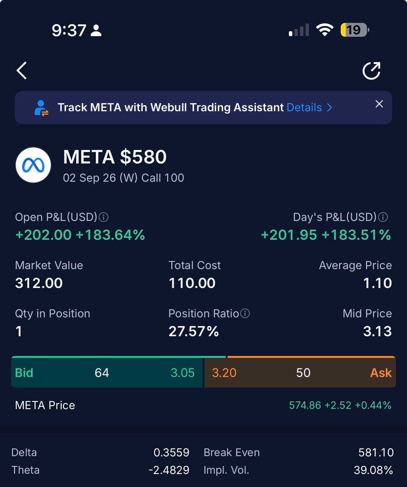 IMG realized profit screenshot