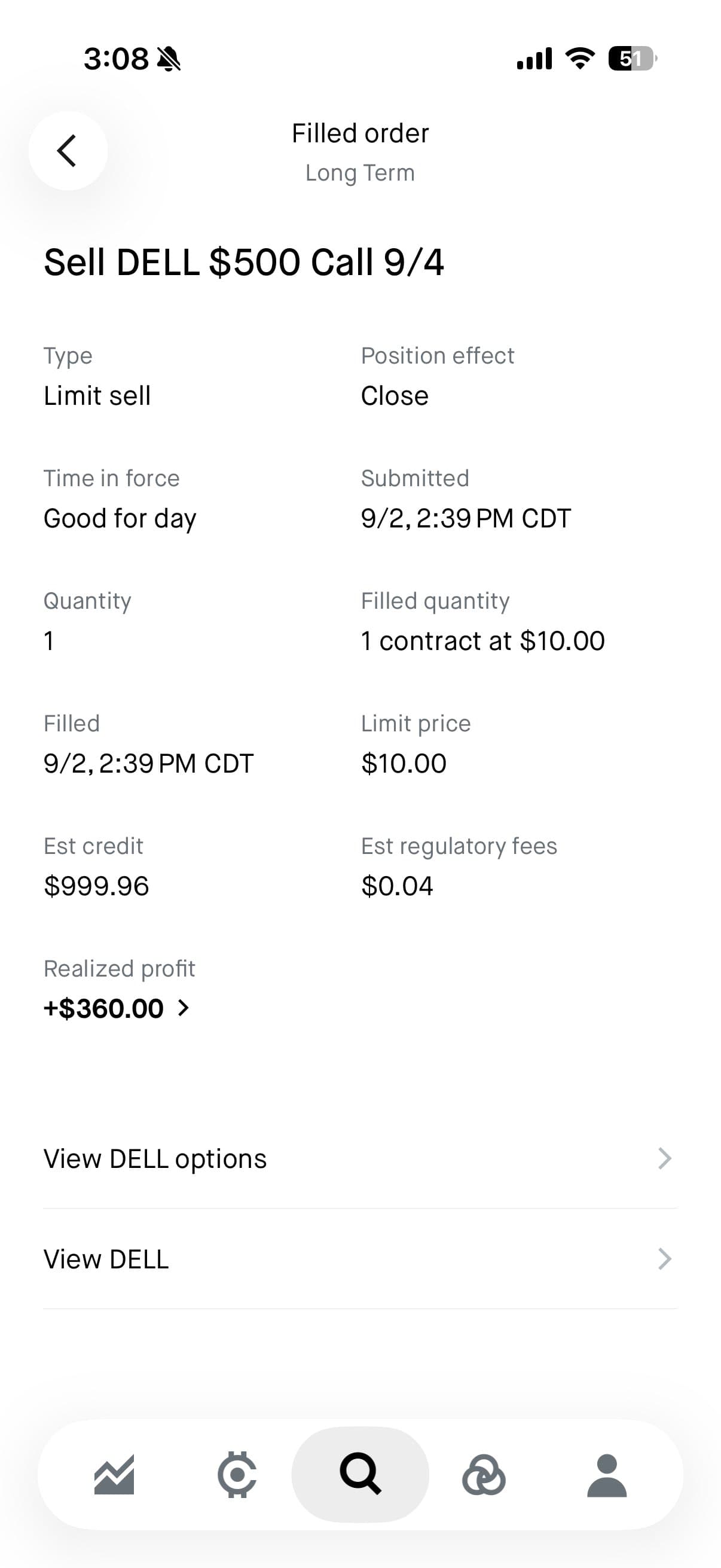Crazysk realized profit screenshot