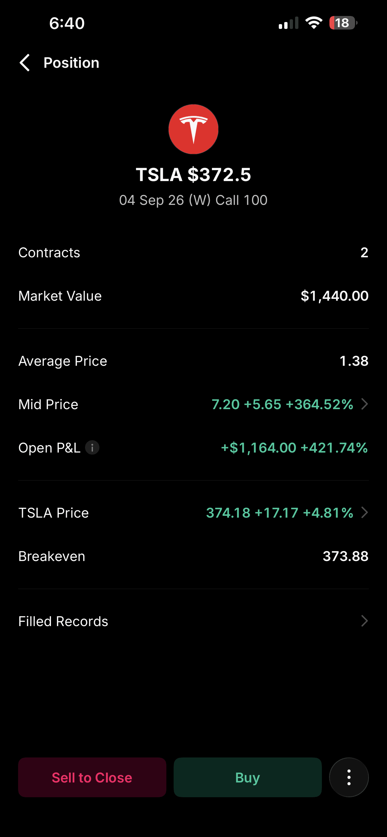 lindnt realized profit screenshot