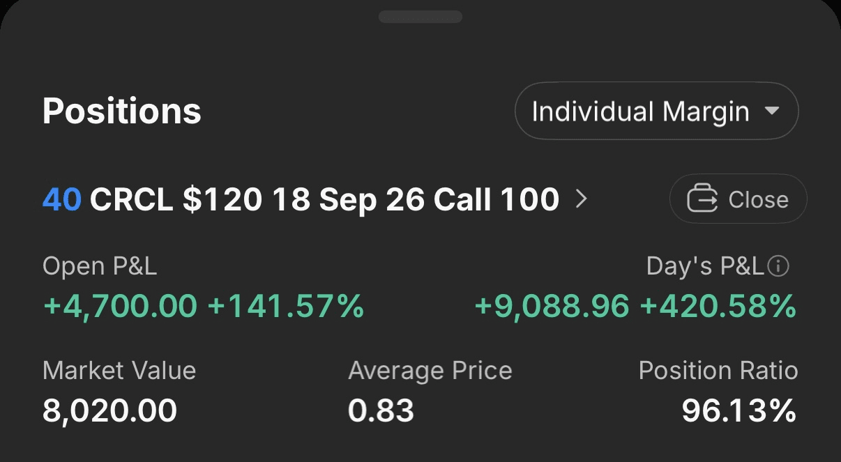 AG realized profit screenshot