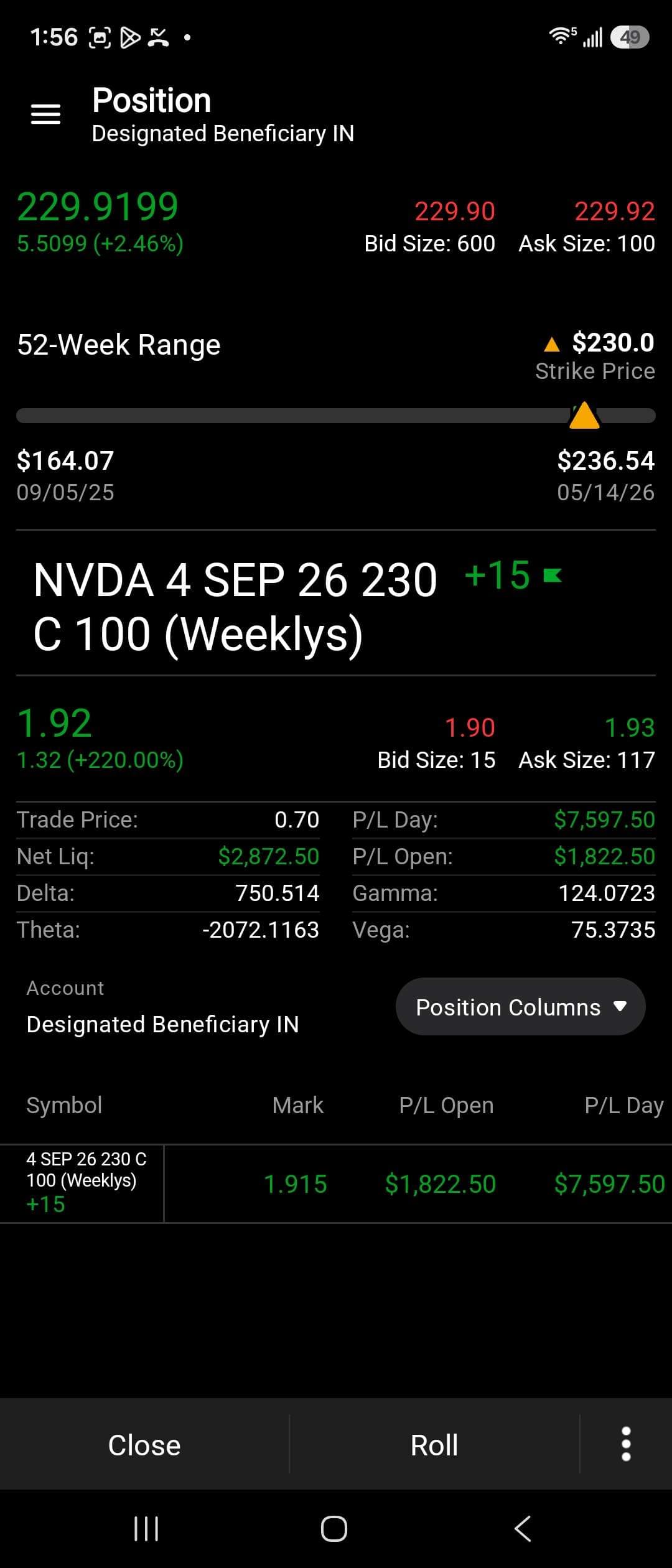 Evilbug33 realized profit screenshot