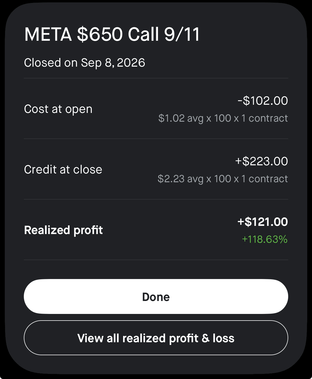 opioidcarti realized profit screenshot