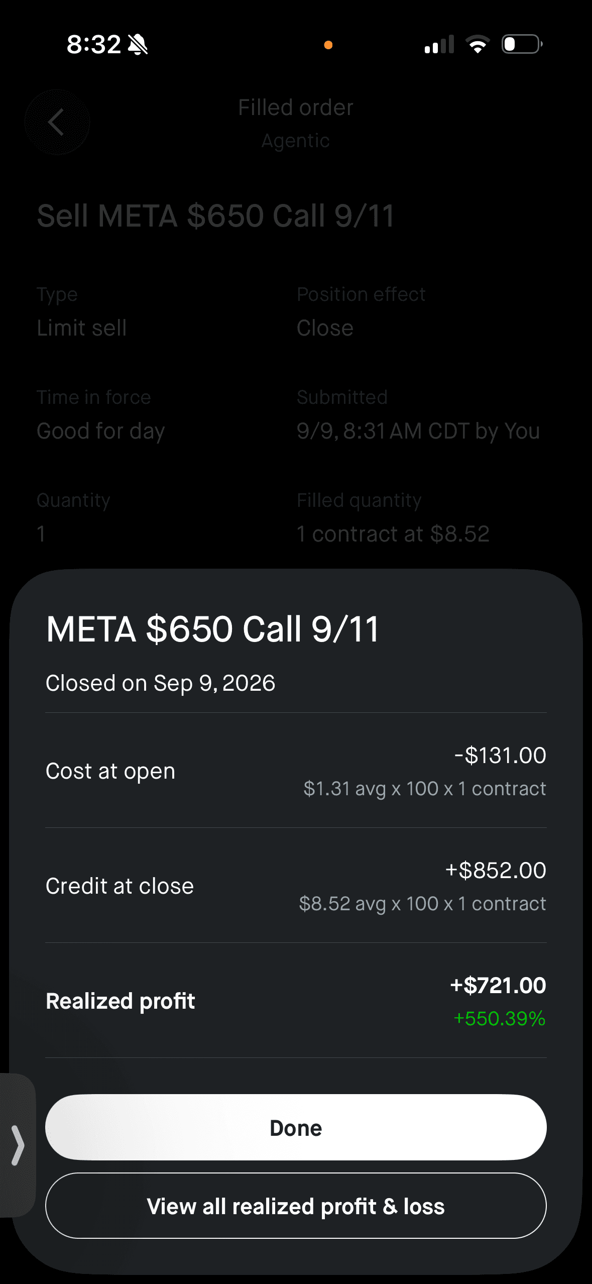 opioidcarti realized profit screenshot