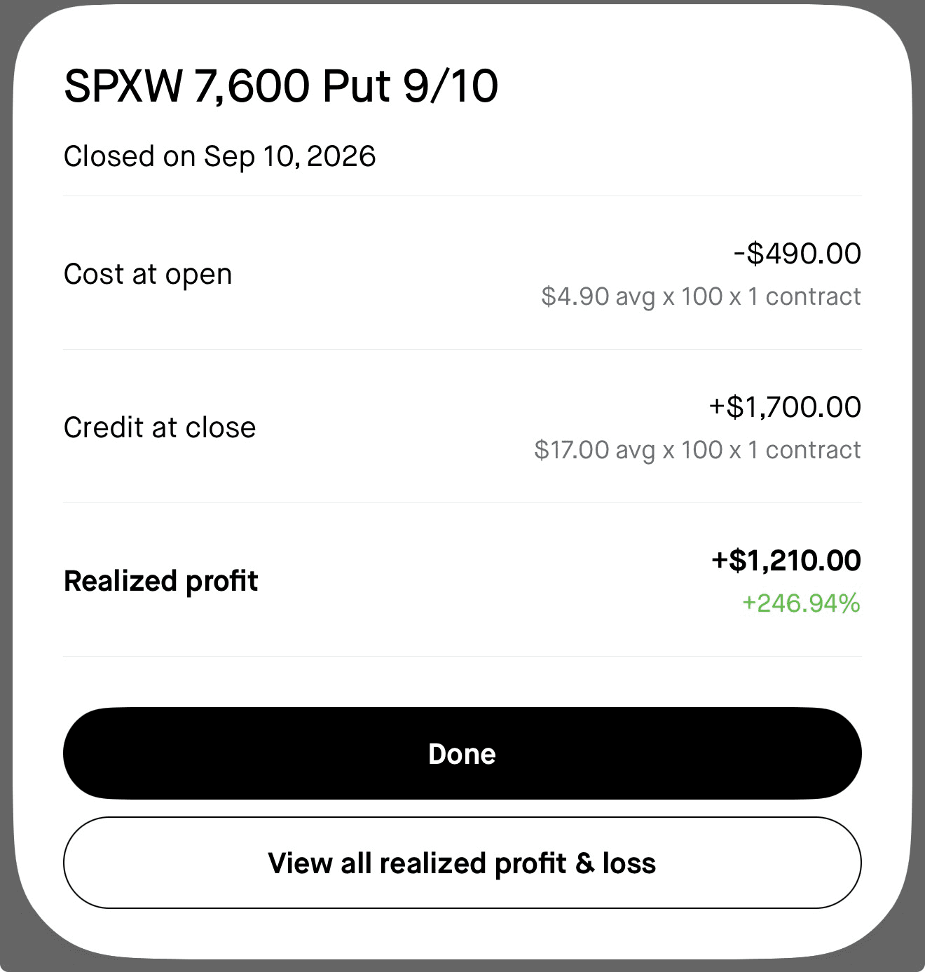 Bluemoon realized profit screenshot