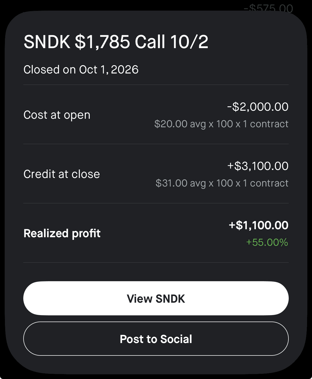 Miijangu realized profit screenshot