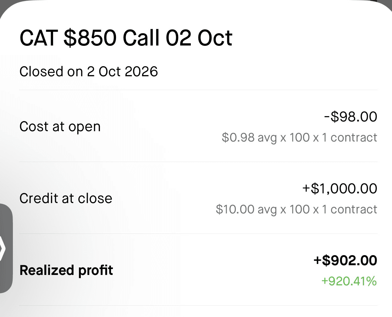 Raj realized profit screenshot