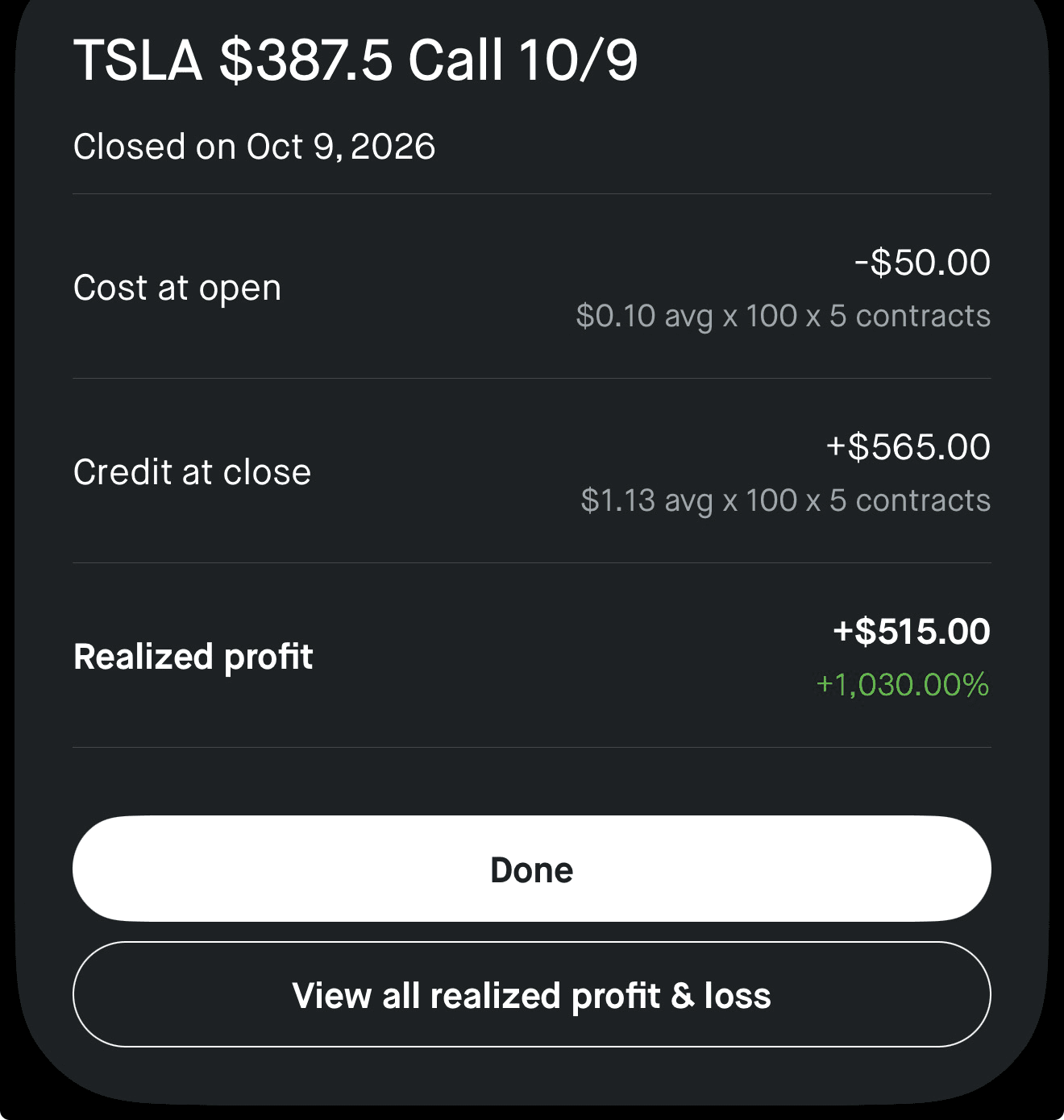 Sidd realized profit screenshot