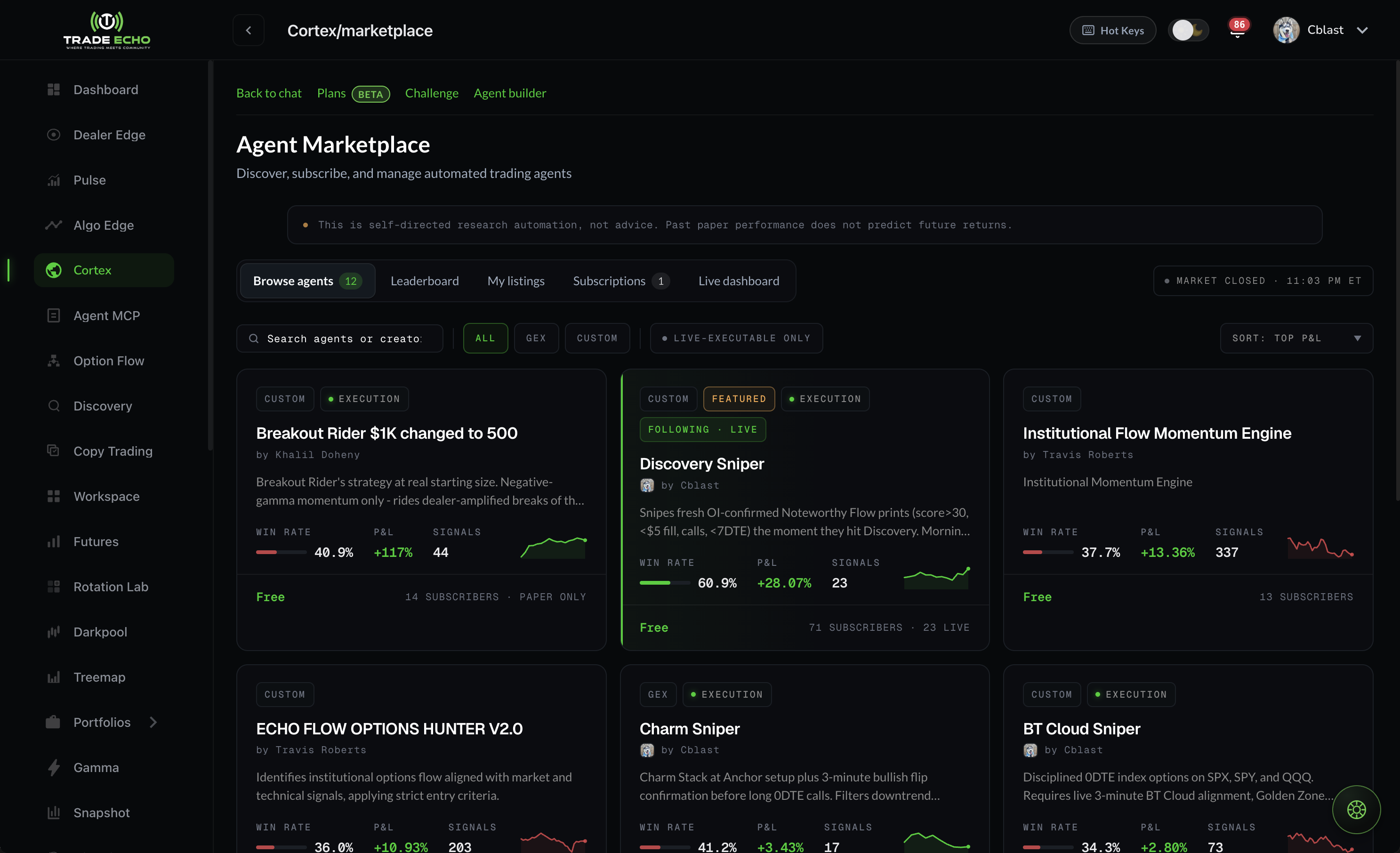 Cortex Marketplace Browse tab