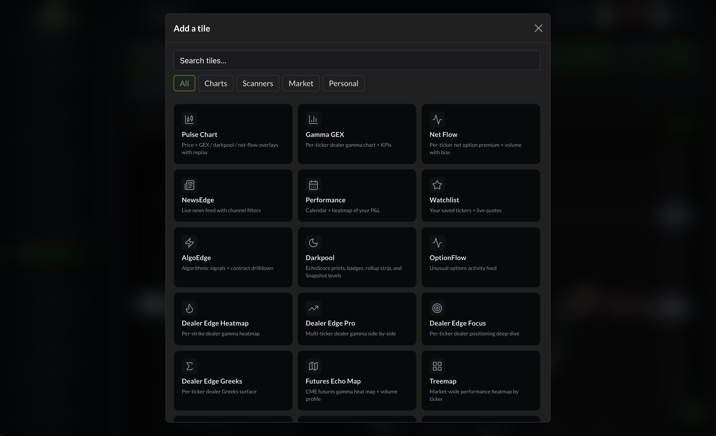 Add tile picker showing available tile cards